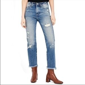 AYR 'The Form' Shredded Crop Straight Leg Jeans Size 27